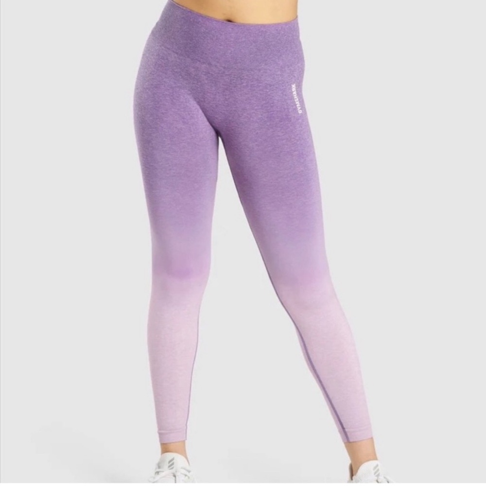Gym shark leggings- seamless purple ombré